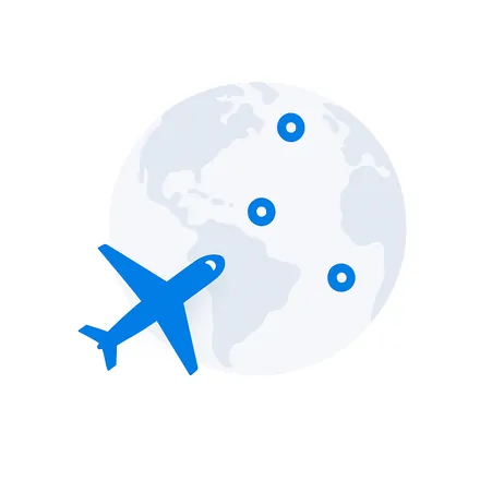 PonyBuy illustration of an aircraft circling a globe, used on the official site for the international shipping step